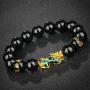 MANRUO Feng Shui The Best Prosperity Black Bead Bracelet with Color Changed Pi Xiu/Pi Yao Attract Wealth and Good Luck