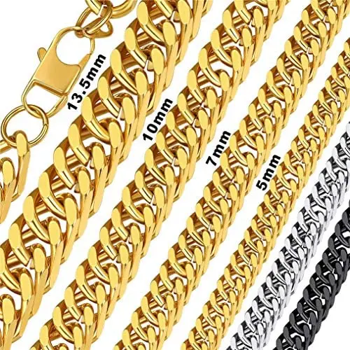 Bandmax Men Heavy Cuban Curb Miami Chain Necklace Jewelry Stainless Steel 5MM/7MM/10MM/13.5MM Width Women Thickness Link Necklace 18in 20in 22in 24in 26in 28in 30in,18K Gold/Black Plated(Brand Box) Bandmax Men Heavy Cuban Curb Miami Chain Necklace Jewelry Stainless Steel 5MM/7MM/10MM/13.5MM Width Women Thickness Link Necklace 18in 20in 22in 24in 26in 28in 30in,18K Gold/Black Plated(Brand Box)