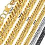 Bandmax Men Heavy Cuban Curb Miami Chain Necklace Jewelry Stainless Steel 5MM/7MM/10MM/13.5MM Width Women Thickness Link Necklace 18in 20in 22in 24in 26in 28in 30in,18K Gold/Black Plated(Brand Box)