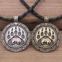 Polar Bear Necklaces Animals Pawprint Big Round Disc Pendant Bear Claw Footprint Butterfly Moth Insect Neclaces for Men Women Hunter Brave Jewelry
