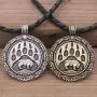Polar Bear Necklaces Animals Pawprint Big Round Disc Pendant Bear Claw Footprint Butterfly Moth Insect Neclaces for Men Women Hunter Brave Jewelry