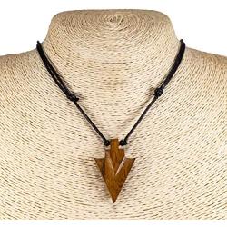 BlueRica Hand Carved Wood Arrowhead Pendant on Adjustable Black Rope Cord Necklace