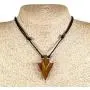 BlueRica Hand Carved Wood Arrowhead Pendant on Adjustable Black Rope Cord Necklace