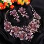 EVER FAITH Womens Crystal Elegant Flower Leaf Bridal Necklace Earrings Set