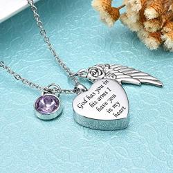 Cat Eye Jewels Memorial Cremation Urn Necklace Keepsake Angel Wing Heart Pendant Ash Holder Necklaces for Ashes for Men Women with Funnel Kit