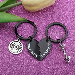 SEIRAA Swolemates Keychain Workout Jewelry Fitness Gift Weightlifting Keychain Fitness Couples Gift Friendship Keychain