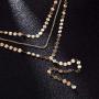 Artmiss Multilayer Gold Sequin Chain Necklace Bar Dapped Long Pendant Necklace Chain Jewelry Chain for Women and Girls
