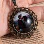 Fanery Sue Personalized Photo Necklace Vintage Retro Pendant Necklace Custom Picture Image Antique Brass Large Pendant Memorial Jewelry