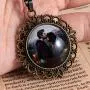 Fanery Sue Personalized Photo Necklace Vintage Retro Pendant Necklace Custom Picture Image Antique Brass Large Pendant Memorial Jewelry