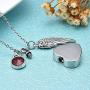 misyou Charms Urn Necklace for Ashes Dog Paw Prints Heart Necklace Stainless Steel Birthstone Keepsake Memorial Pet Cremation Jewelry