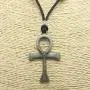 BlueRica Ankh Cross of Life Pendant on Adjustable Black Rope Cord Necklace (Old Silver Color) BlueRica Ankh Cross of Life Pendant on Adjustable Black Rope Cord Necklace (Old Silver Color)