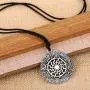My Shape Nordic Runes Talisman Necklace Sun Wheel Pendant Necklace Pagan Amulet Jewelry Gift (Silver)