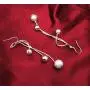 Comelyjewel 1pair Silver Earring Jewellery Woman Bohemian Style Sparkling Beads Long Pendant Ear Studs Dangle Lady Earring Lady Dress Accessories Love Gift Durable and Useful