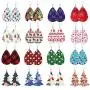 FUNRUN JEWELRY 16 Pair Teardrop Leather Earrings Christmas Tree Earring for Women Petal Dangle Drop Earring Lightweight FUNRUN JEWELRY 16 Pair Teardrop Leather Earrings Christmas Tree Earring for Women Petal Dangle Drop Earring Lightweight