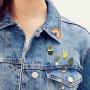 Cute Enamel Lapel Pin Set, 6pcs Cartoon Brooch Pin Badges for Clothes Bags Backpacks - Rainbow Cactus Succulent Leaves Pineapple