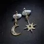 HMOOY Moon and Star Earrings, Bohemian Asymmetrical Sun Moon Star Dangle Earrings Fashion Long Drop Dangle Stud Earrings Punk Jewelry for Women Girls HMOOY Moon and Star Earrings, Bohemian Asymmetrical Sun Moon Star Dangle Earrings Fashion Long Drop Dangle Stud Earrings Punk Jewelry for Women Girls
