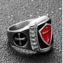 Grhose Mens Stainless Steel Ring Knight ring Templar Ring biker Crusader Cross masonic Red Size 12