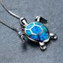 Neckce Cute Sea Turtle Pendant Necklace Earrings Sets Created Blue Opal Necklace Animal Jewelry for Women