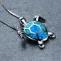 Neckce Cute Sea Turtle Pendant Necklace Earrings Sets Created Blue Opal Necklace Animal Jewelry for Women Neckce Cute Sea Turtle Pendant Necklace Earrings Sets Created Blue Opal Necklace Animal Jewelry for Women