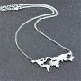 Stainless Steel World Map Necklace, AILUOR Fashion Gold Silver Black World Continents Travel Pendant Personality Gift Unisex