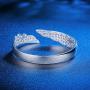 HYLJ Sterling Silver Plated Vintage Double Big Angel Wings Adjustable Bangle Bracelet,63MM