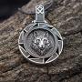 HAQUIL Wolf Necklace - Metal Alloy, Round Wolf Medallion Pendant - Leather Cord, 19.7''