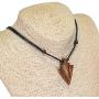 BlueRica Hand Carved Wood Arrowhead Pendant on Adjustable Black Rope Cord Necklace