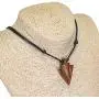 BlueRica Hand Carved Wood Arrowhead Pendant on Adjustable Black Rope Cord Necklace