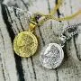 Jesus Bible Verse Gold Necklace for Mens with 21.6'' Chain Christian Jewelry Stainless Steel Personality Prayer English Engraved Coin Disc Medal Pendant