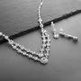 Mariell Silver 2 Row Rhinestone Crystal Necklace and Earrings Set - Prom, Brides and Bridesmaids Jewelry