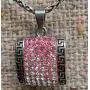 TwoBirch Multi Colored Pink Greek Key Pendant Neckace with Etruscan Design - Greek Key Pendant - Chain NOT Incuded