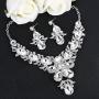 EVER FAITH Rhinestone Crystal Elegant Wedding Flower Leaf Teardrop Necklace Earring Set