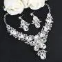 EVER FAITH Rhinestone Crystal Elegant Wedding Flower Leaf Teardrop Necklace Earring Set