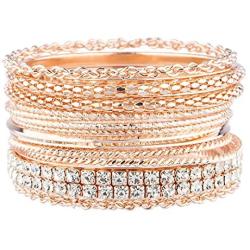 LUX ACCESSORIES Pave Chain Link Mesh Multi Bangle 13 Pc Set