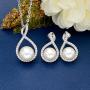 EVER FAITH 925 Sterling Silver CZ AAA Freshwater Cultured Pearl 8 Infinity Necklace Earrings Set