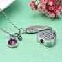 God has You in his arms with Angel Wing Charm Cremation Ashes Jewelry Keepsake Memorial Urn Necklace with Birthstone Crystal