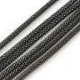 Avalaya Statement 3 Strand Layered Dark Grey Mesh Necklace with Tunnel Detailing - 48cm L/ 6cm Ext