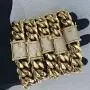 GOLD IDEA JEWELRY 14k Gold Plated Stainless Steel Thick Miami Cuban Link Chain with Lab Diamond Clasp Mens Hip Hop Necklace or Bracelet