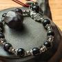 MANRUO Feng Shui The Best 10mm Natural Tigers Eye Beads Bracelet with Silver Plated Pi Xiu/Pi Yao Pendant Amulet Bangle Attract Lucky Wealthy
