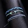 Handmade Braided Wax Rope Adjustable Strand Wrap Bracelet Set Waterproof Wave Shell Charm Stretch Knot String Thread Bracelets Friendship Jewelry (C)