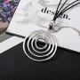 Necklaces for Women Long Statement Silver Pendant Necklace with Leather Rope