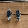 Cinlan 925 Sterling Silver Punk Gothic Rock Skull Hand Bone Earrings