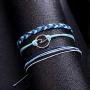 HSQYJ Summer Surfer Wave Strand Bracelet Navy Style Adjustable Velvet Hand-Woven Knit Knot Bracelet Bohemian Waterproof Wax Coated Braided Rope Set for Women Girls Holiday Jewelry