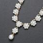 HapiBuy Crystal Pearl floral Design Wedding Jewelry Set Necklace and Earring for Women and Brides Gold Color