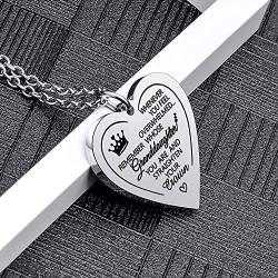 Phoenix Angela Encouraging Heart Pendant Necklace for Daughter Granddaughter Inspirational Jewelry Stainless Steel Gifts Necklace from Mom Dad Grandma