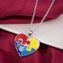 fishhook Heart Shape Autism Autistic Awareness Jigsaw Puzzle Piece Pendant Necklace