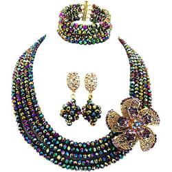 aczuv Classic African Beads Jewelry Set Nigerian Wedding Bridal Bridesmaids Jewelry Sets