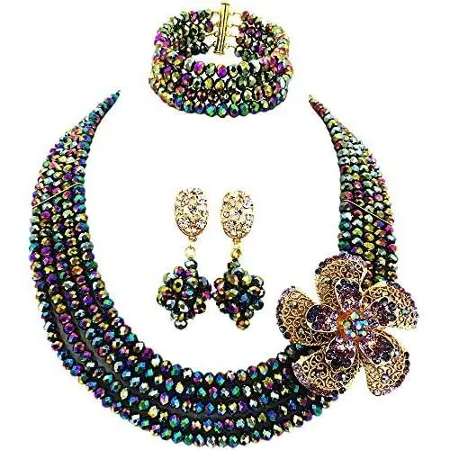 aczuv Classic African Beads Jewelry Set Nigerian Wedding Bridal Bridesmaids Jewelry Sets aczuv Classic African Beads Jewelry Set Nigerian Wedding Bridal Bridesmaids Jewelry Sets