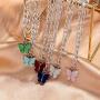 Color Butterfly Earring Ear Clip Ear Stud Necklace Set Acrylic Woman Girl Fashion Jewelry Valentine Gift Birthday Gift Party Gift (Light Blue Butterfly Necklace)