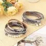 LOYALLOOK 2Pcs Leather Wrap Cuff Bracelet Women Multilayer Tree Wristband Bracelet Magnetic Buckle Boho Bracelet Bangle Jewelry for Mother Friends LOYALLOOK 2Pcs Leather Wrap Cuff Bracelet Women Multilayer Tree Wristband Bracelet Magnetic Buckle Boho Bracelet Bangle Jewelry for Mother Friends
